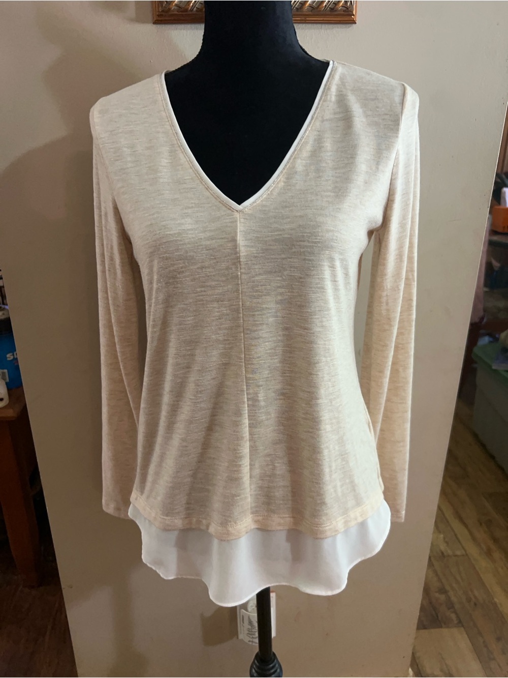 White House Black Market Long Sleeve layered look tunic